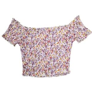 No Boundaries Floral Off Shoulder Crop Top Women's M 7/9 Brand New